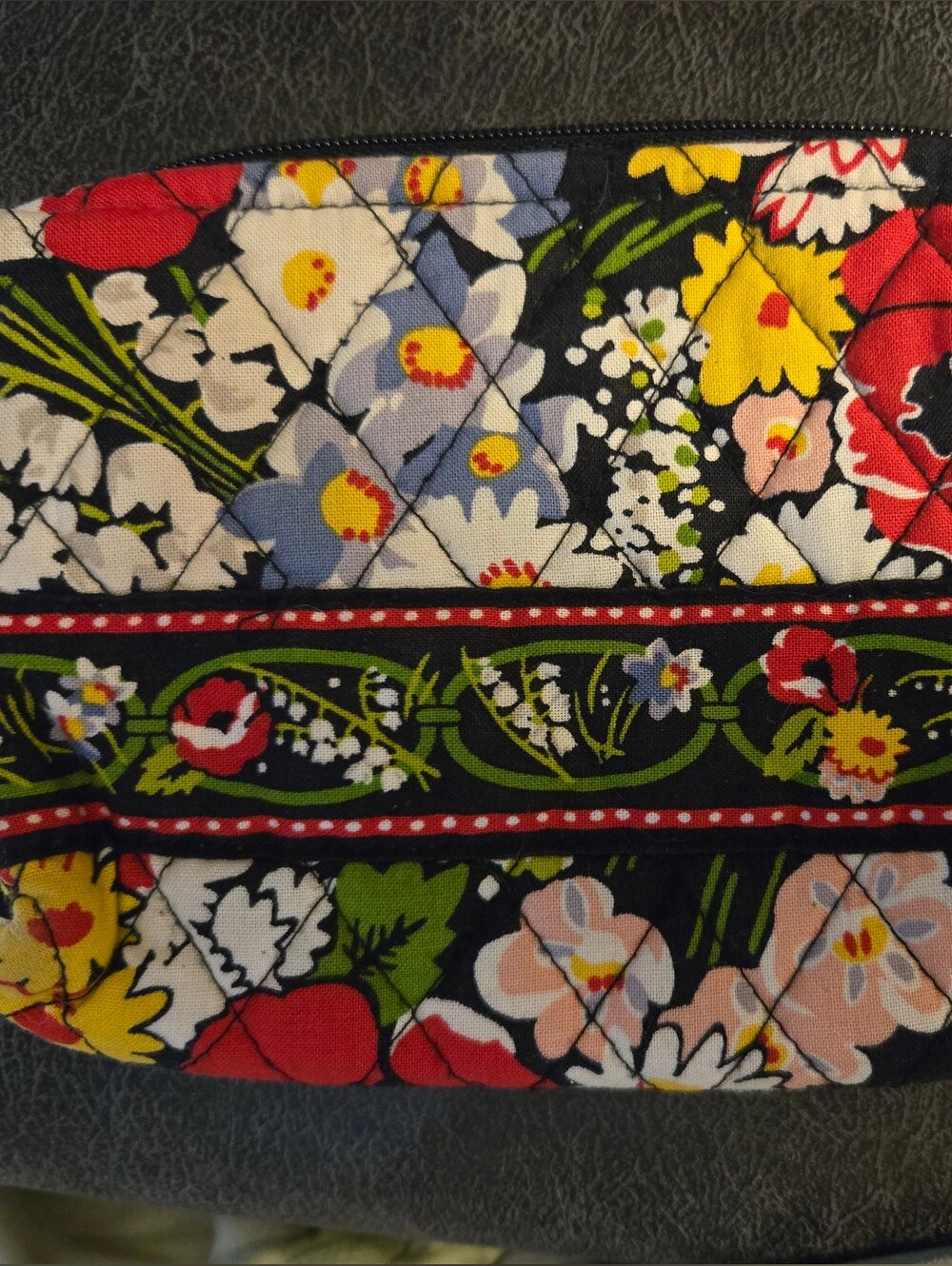 Vera Bradley Poppy Field Lined Quilted Cosmetic Pouch -7.5"×5.5"